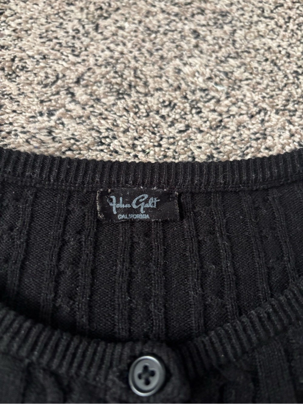 Brandy Melville Black Cable Knit Button-Front Sweater 100% cotton